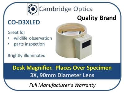 3X Illuminated Desk Magnifier 90mm Diam.