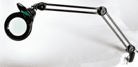 3X  Long Reach,  Black, Articulated Arm, G-Clamp Magnifier, Wide Lens, Dimmable Daylight LED