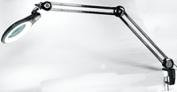 3X  Long Reach,  Black, Articulated Arm, G-Clamp Magnifier, Wide Lens, Dimmable Daylight LED