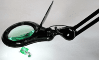3X  Long Reach,  Black, Articulated Arm, G-Clamp Magnifier, Wide Lens, Dimmable Daylight LED
