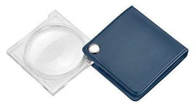 Eschenbach Economy Folding Pocket 3.5x Magnification 45mm Diameter-Blue-Leather case