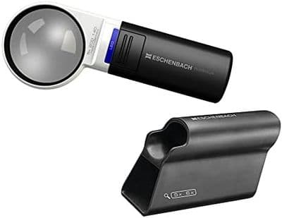 Eschenbach Mobilux 15115-1511002 LED Illuminated  Handheld 5X Magnifier 58mm Dia.Complete with Stand