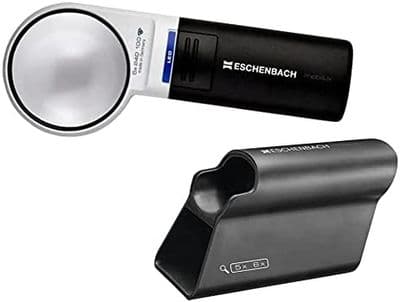 Eschenbach Mobilux 15116-1511002 LED Illuminated  Handheld 6X Magnifier 58mm Dia. With Mobase Stand