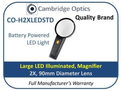 Illuminated Handheld Magnifier 2X 90mm Diam.