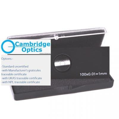 Metal and Glass Microscope Calibration Slide 1mm 10um intervals for transmitted light