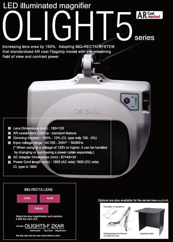 OTSUKA 180mm SuperWide Lens, Industrial Grade, LED Illuminated, Interchangeable Lens Magnifier 2X-8X
