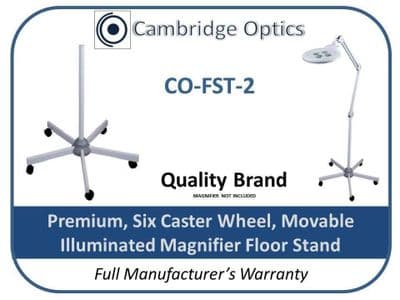 Premium Movable Floor Stand for Illuminated Magnifiers 5 Spokes with Caster wheels
