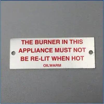 Do Not Light Label - Inner Door Oil Aga & Rayburn  range cookers