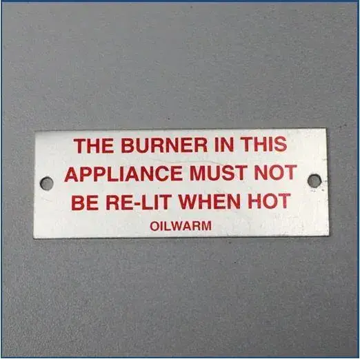 Do Not Light Label - Inner Door Oil Aga & Rayburn  range cookers