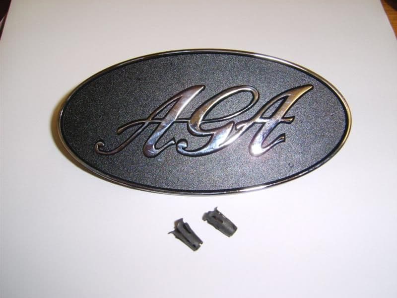 Aga Sticker Large Pre 74 Aga range cooker Badge chrome letters black enamel background