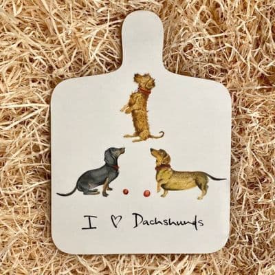 'I Love Dachshunds' Mini Chopping Board - with Heart Detail - So Cute!