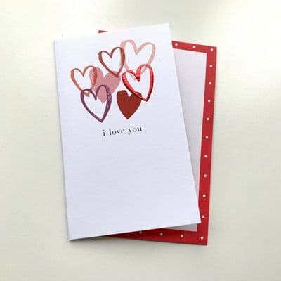 'I Love You' Hearts Design Greeting Card - Blank inside for your own message