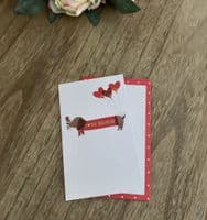 'I Love You This Much' Cute Sausage Dog Greeting Card - Blank Inside
