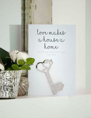 'Love Makes a House a Home' - New Home Greeting Card with Hanging Decoration
