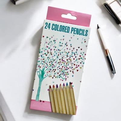 'Tree of Hearts' 24 Coloured Pencil Boxed Set