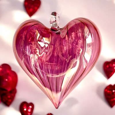 Beautiful Pink Glass Handmade Heart  Decoration
