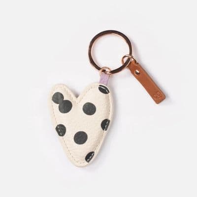 Caroline Gardner Heart Keyring with Charcoal Confetti Spot Design