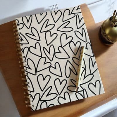 Caroline Gardner Large (A4) Hardback Notebook with Scattered Hearts
