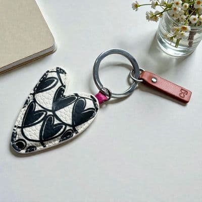 Caroline Gardner Mono Looped Heart Keyring - Gorgeous!