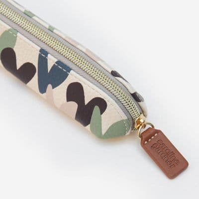 Caroline Gardner Teal Falling Hearts Slim Pencil Case