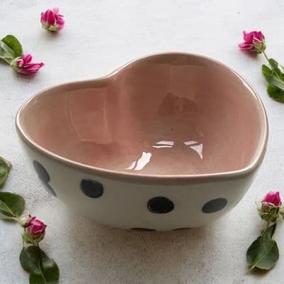 Cute Caroline Gardner Heart Shaped Trinket Bowl with Dotty Design