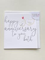 Cute 'Happy Anniversary to you Both' Greeting Card with a Pair of LoveBirds & Heart