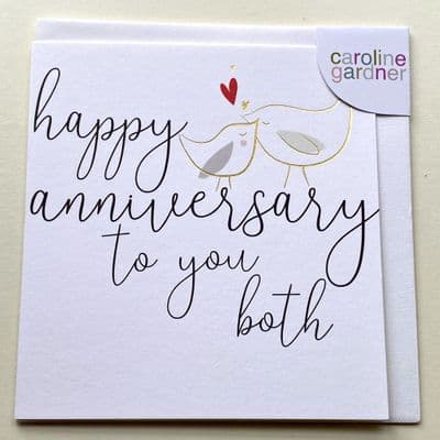 Cute 'Happy Anniversary to you Both' Greeting Card with a Pair of LoveBirds & Heart