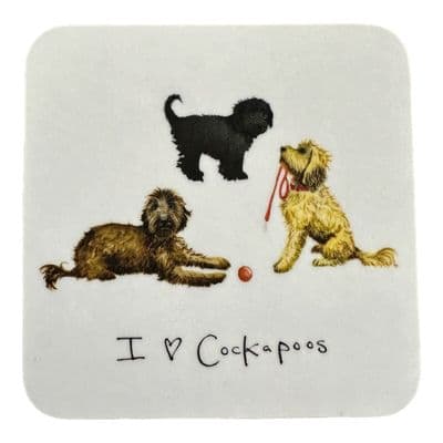 Cute 'I Love Cockapoos' Coaster with Heart detail