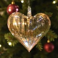 Exquisite Golden Glass Heart Hanging Ornament