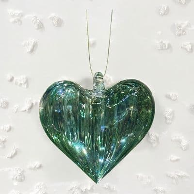 Exquisite Handmade Soft Green Hanging Glass Heart