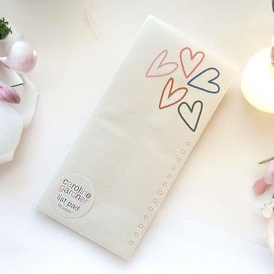 Fab Caroline Gardner List Pad with Pretty Outline Heart Design
