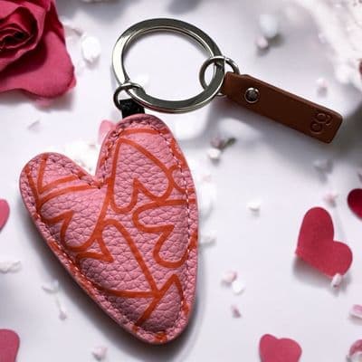 Fab Pink 'Caroline Gardner' Keyring with Orange Heart Detail