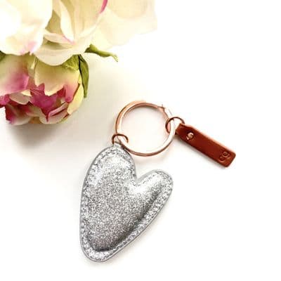 Fabulous Caroline Gardner 'Silver Glitter' Heart Key Ring