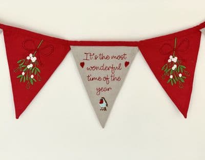 Festive Christmas  Bunting with Robins, Hares, Mistletoe and Heart design - Just fab!