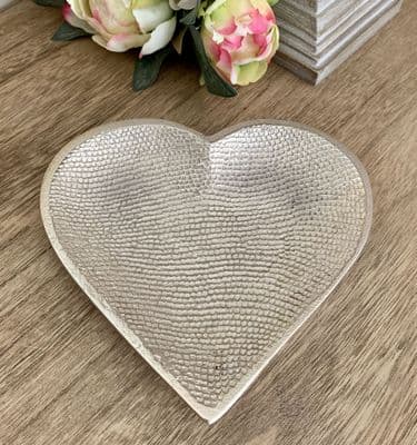 Gorgeous Aluminium Heart Shaped Large Sized Dish wish Stippled Effect