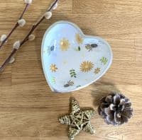 Gorgeous 'Busy Bees' Rounded Heart Bowl/Dish