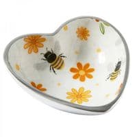 Gorgeous 'Busy Bees' Rounded Heart Bowl/Dish