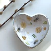 Gorgeous 'Busy Bees' Rounded Heart Bowl/Dish