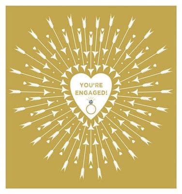 Gorgeous Golden 'Your Engaged' Greeting Card with Diamant Embellishment