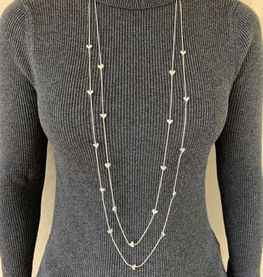 Gorgeous Long Shiny & Matt 'Aura' Heart Necklace
