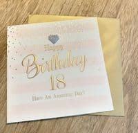Gorgeous Luxury 'HAPPY 18TH BIRTHDAY' Card with Diamante Heart Embellishment
