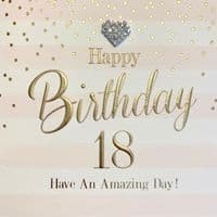 Gorgeous Luxury 'HAPPY 18TH BIRTHDAY' Card with Diamante Heart Embellishment
