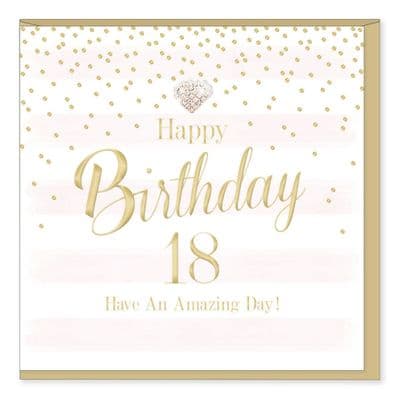 Gorgeous Luxury 'HAPPY 18TH BIRTHDAY' Card with Diamante Heart Embellishment