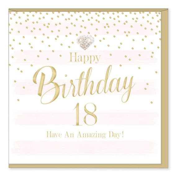 Gorgeous Luxury 'HAPPY 18TH BIRTHDAY' Card with Diamante Heart Embellishment