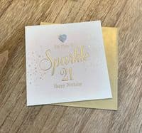 Gorgeous Luxury ' HAPPY 21ST BIRTHDAY' Card with Diamante Heart Embellishment