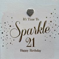 Gorgeous Luxury ' HAPPY 21ST BIRTHDAY' Card with Diamante Heart Embellishment