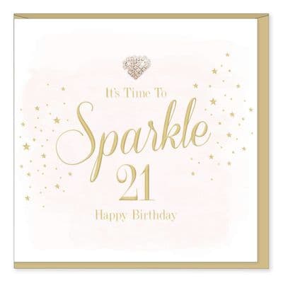 Gorgeous Luxury ' HAPPY 21ST BIRTHDAY' Card with Diamante Heart Embellishment