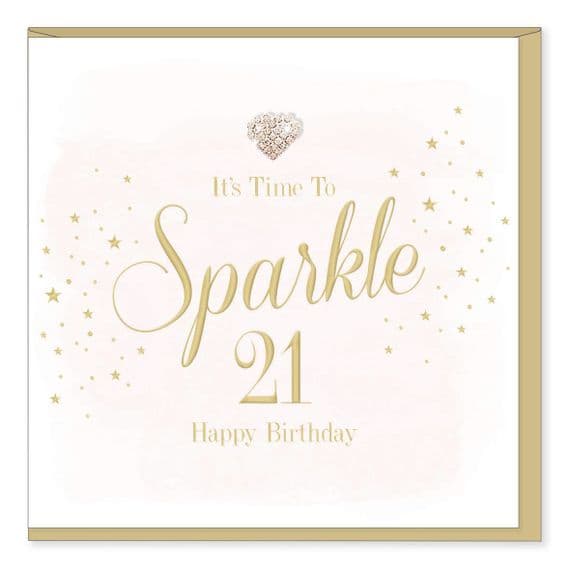 Gorgeous Luxury ' HAPPY 21ST BIRTHDAY' Card with Diamante Heart Embellishment