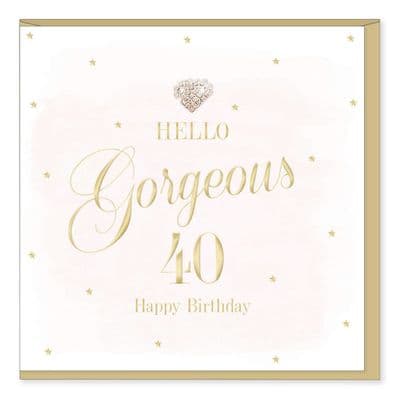 Gorgeous Luxury 'HAPPY 40TH BIRTHDAY' Card with Diamante Heart Embellishment