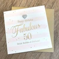Gorgeous Luxury 'HAPPY 50TH BIRTHDAY' Card with Diamante Heart Embellishment